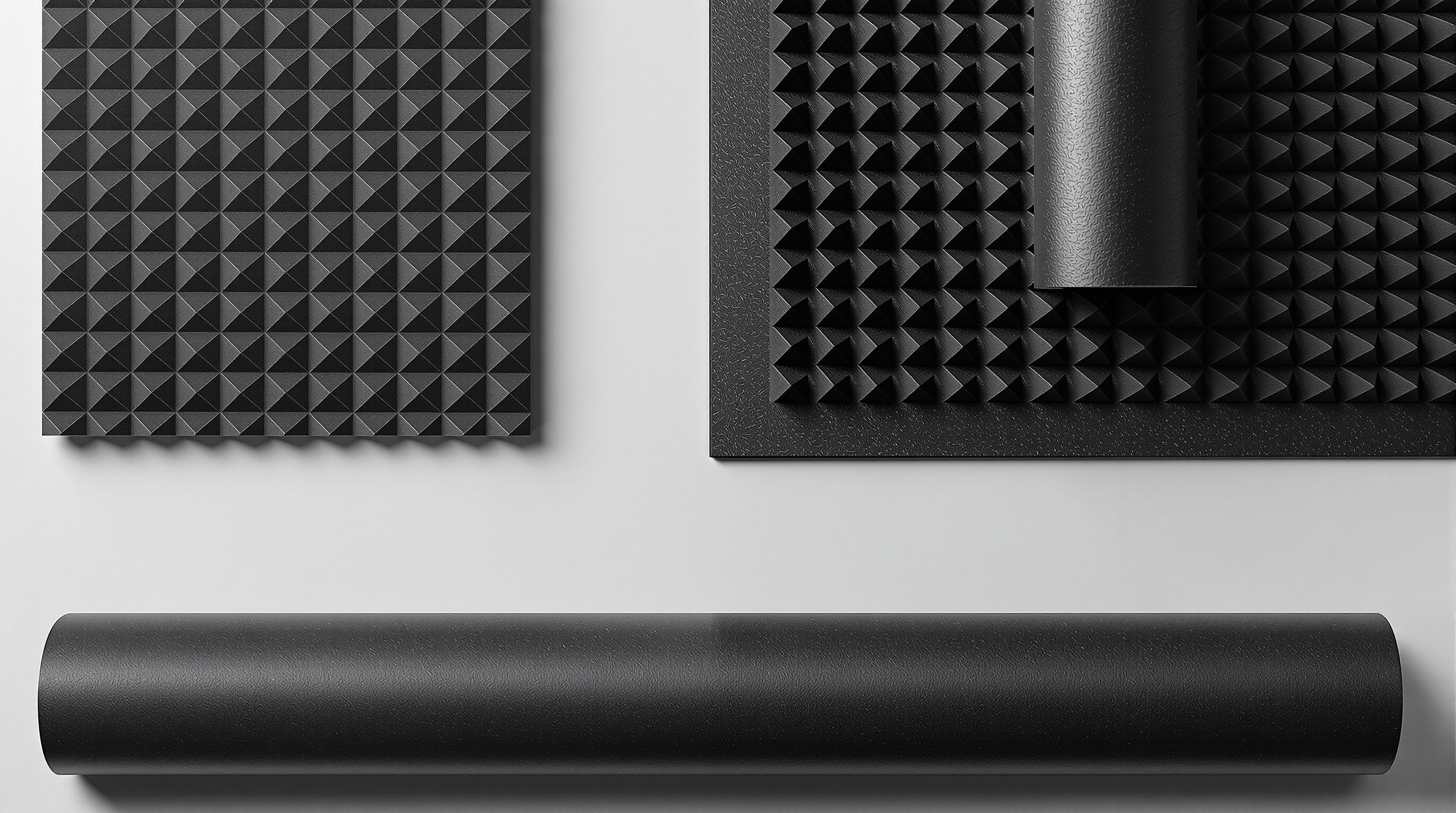 Sheets of acoustic foam and mass-loaded damping matting for a computer case
